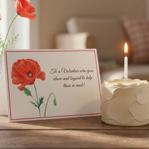 Watercolor Poppy Danke, Volunteer Karte