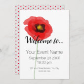 WATERCOLOR POPPY Einfache Einladung (Vorne/Hinten)