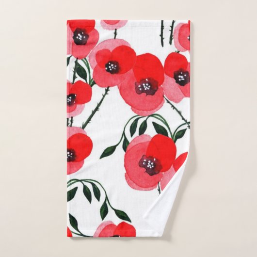 Watercolor poppy flowers botanical badhandtuch set (Handtuch)