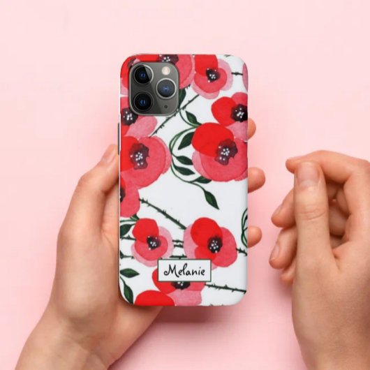 Watercolor poppy flowers botanical Case-Mate iPhone hülle