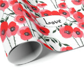Watercolor poppy flowers botanical geschenkpapier (Rolleneckpunkt)