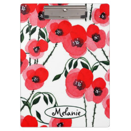 Watercolor poppy flowers botanical klemmbrett