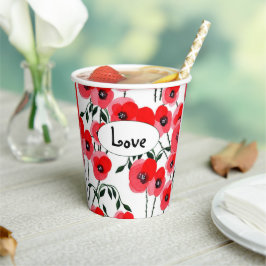 Watercolor poppy flowers botanical pappbecher