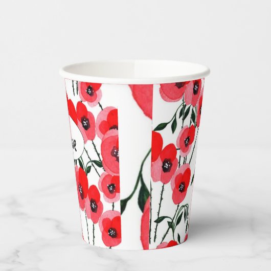 Watercolor poppy flowers botanical pappbecher (Links)