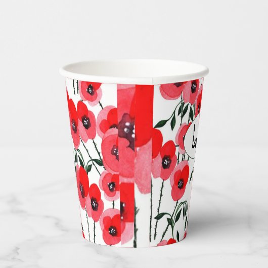 Watercolor poppy flowers botanical pappbecher (Rechts)