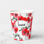 Watercolor poppy flowers botanical pappbecher (Vorderseite)