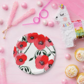 Watercolor poppy flowers botanical pappteller (Party)