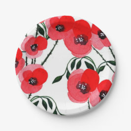 Watercolor poppy flowers botanical pappteller
