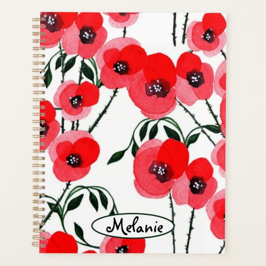 Watercolor poppy flowers botanical planer (Vorderseite)