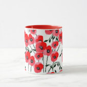 Watercolor poppy flowers botanical tasse (Zentrum)