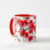 Watercolor poppy flowers botanical tasse (Vorderseite Links)