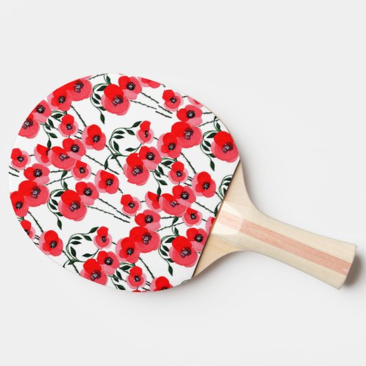 Watercolor poppy flowers botanical tischtennis schläger (Seitenansicht)