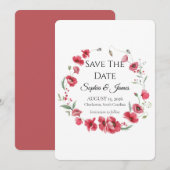 Watercolor Poppy & Lavender Floral Wedding Save The Date (Vorne/Hinten)
