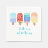 Watercolor Popsicle Blue Boy Birthday Serviette (Vorderseite)