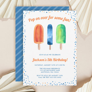 Watercolor Popsicle Boy Geburtstagsparty Einladung