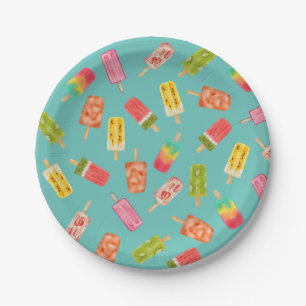 Watercolor Popsicles Sommergeburtsfeier Pappteller