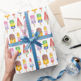 Watercolor Popsicles Wrapping Paper Geschenkpapier