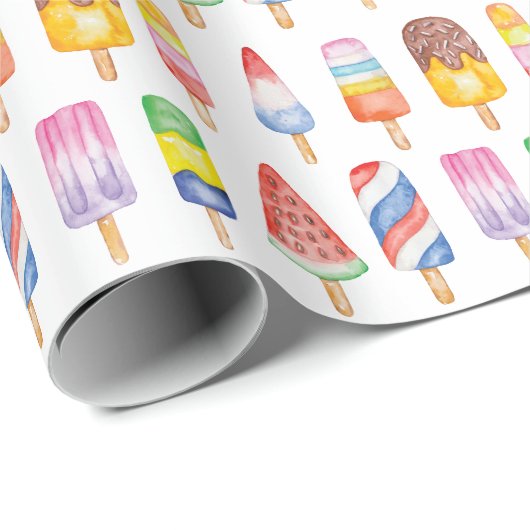 Watercolor Popsicles Wrapping Paper Geschenkpapier (Rolleneckpunkt)