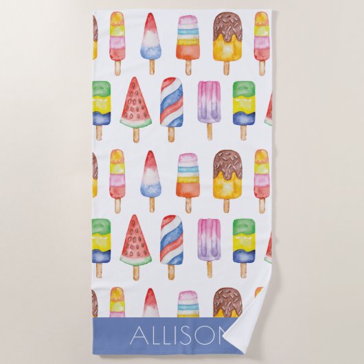 Watercolor Popsicles Wrapping Paper Strandtuch (Vorderseite)