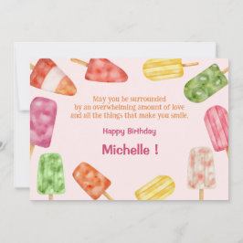 Watercolor Popsim Summer Birthday Grußkarte Feiertagskarte