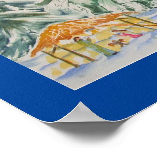 Watercolor Poster Krippe mit Schrift (Ecke)