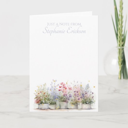 Watercolor Potted Flowers Personalized Stationery (Vorderseite)