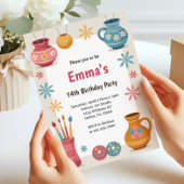 Watercolor Pottery Painting Birthday Party Einladung