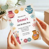 Watercolor Pottery Painting Birthday Party Einladung