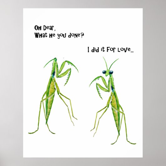 Watercolor Praying Mantis Funny Joke Poster (Vorne)