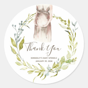 Watercolor Pregnant Woman Baby Dusche Gefallen Kla Runder Aufkleber