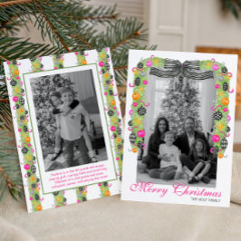 Watercolor Preppy Bright Christmas Garland Photo Feiertagskarte