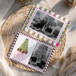 Watercolor Preppy Bright Christmas Photo Feiertagskarte