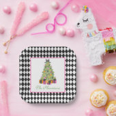 Watercolor Preppy Bright Christmas Tree Pappteller (Party)