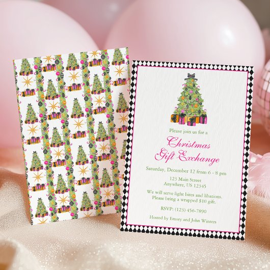 Watercolor Preppy Bright Glamour Christmas Party Einladung