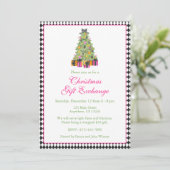 Watercolor Preppy Bright Glamour Christmas Party Einladung (Stehend Vorderseite)