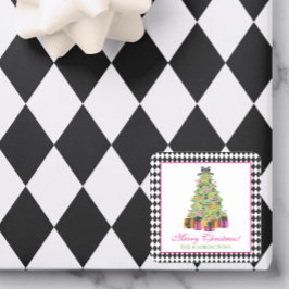 Watercolor Preppy Bright Glamour Christmas Party Quadratischer Aufkleber