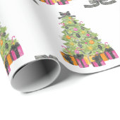 Watercolor Preppy Bright Glamour Christmas Trees Geschenkpapier (Rolleneckpunkt)