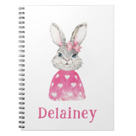 Watercolor Preppy Bunny Personalisiert Notizblock