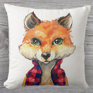 Watercolor Preppy Fox Kissen