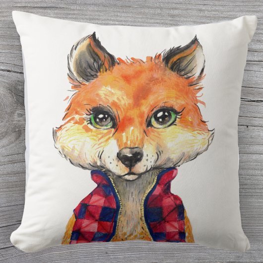 Watercolor Preppy Fox Kissen