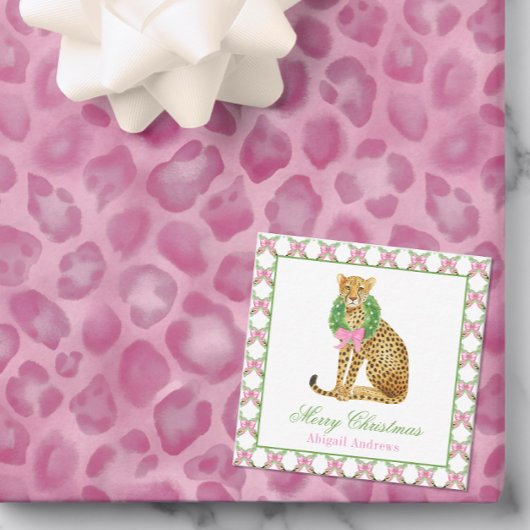 Watercolor Preppy Leopard Christmas Mitteilungskarte