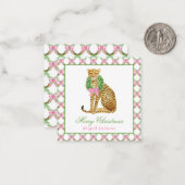 Watercolor Preppy Leopard Christmas Mitteilungskarte (Vorderseite/Rückseite Beispiel)