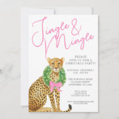 Watercolor Preppy Leopard Christmas Party Einladung (Vorderseite)