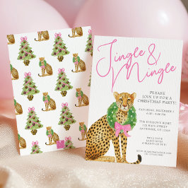 Watercolor Preppy Leopard Christmas Party Einladung