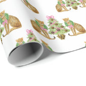 Watercolor Preppy Leopard Christmas Tree Geschenkpapier (Rolleneckpunkt)