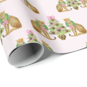 Watercolor Preppy Leopard Christmas Tree Geschenkpapier (Rolleneckpunkt)