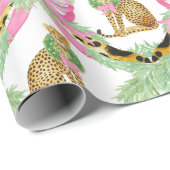 Watercolor Preppy Leopard Garland Christmas Geschenkpapier (Rolleneckpunkt)