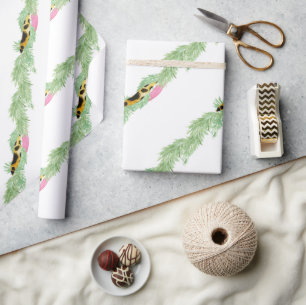 Watercolor Preppy Leopard Girlande Weihnachten Geschenkpapier