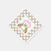 Watercolor Preppy Leopard Monogram Crest Serviette (Ecke)