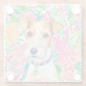 Watercolor Preppy Palm Beach Fox Terrier Dog Glasuntersetzer (Rückseite)